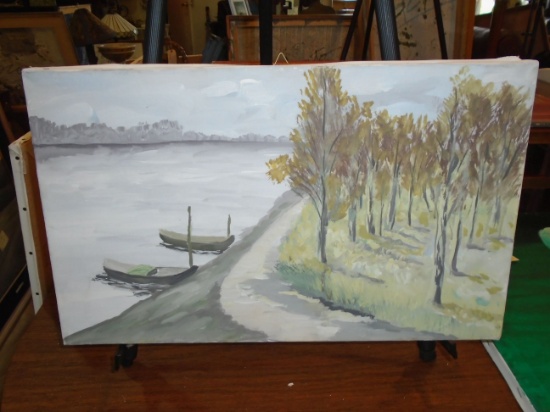 Oil painting on canvas. Hand signed with inscription on the back by the artist.