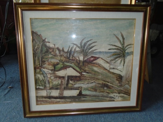 Framed Oil painting. Hand signed by the artist T. Bignardi.