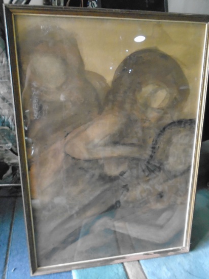 Framed water color painting. Hand signed by the artist Lorenzo Di Cristina.