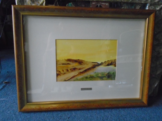 Framed water color painting. Hand signed by the artist Lorenzo Di Cristina.