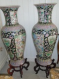 Pair of Palace Size Vases with Stands