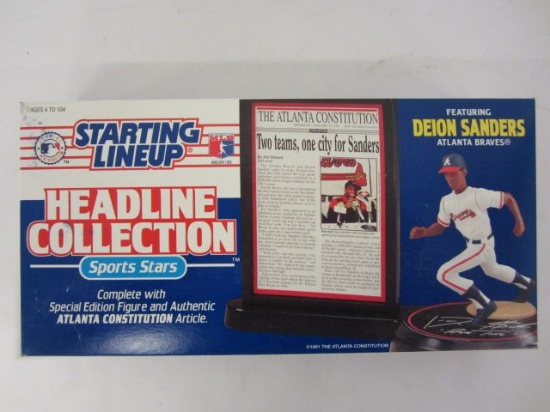 DEION SANDERS Atlanta Braves Starting Lineup Headline Collection Figure & Article
