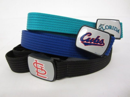 Lot of 3 x Assorted Baseball Team Logo Belts