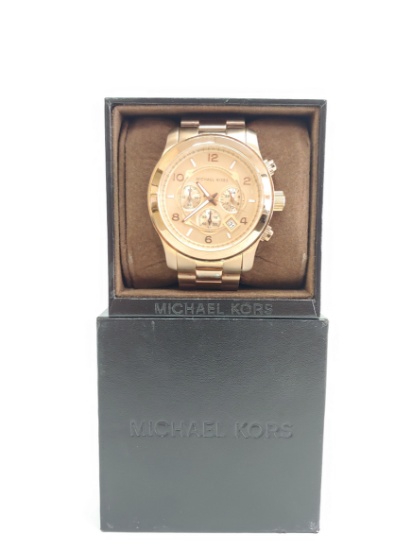 Womens Michael Kors Chronograph Gold Plated Watch with Box