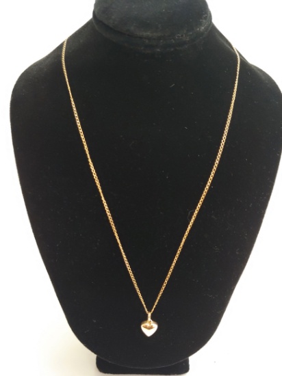 Small Real 14k Yellow Gold Heart with Chain