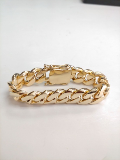 Solid Mens 10k Yellow Gold 17mm Cuban Link 147 grams Bracelet