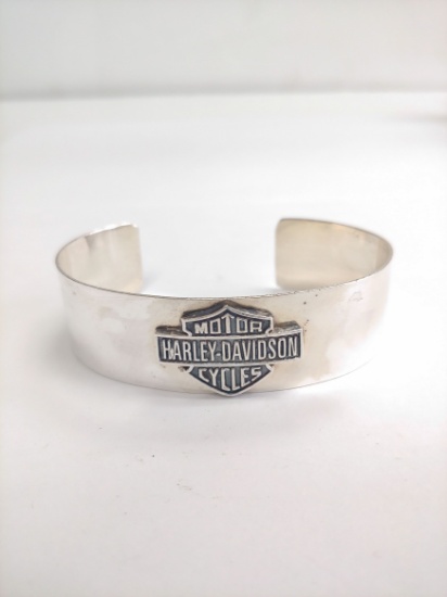 Unisex SIlver / 925 Harley Davidson Bangle Bracelet