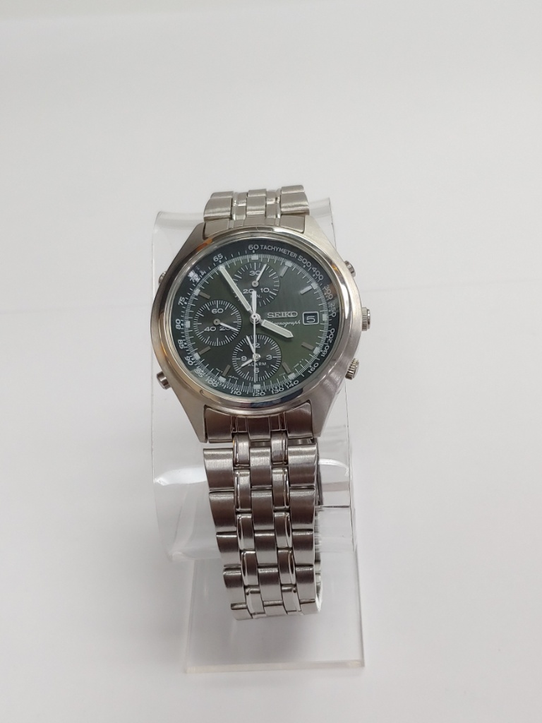 Men's Seiko Chronograph 7T32-7C60 Watch with Stainless Steel Band Green /  Black Dial | Jewelry, Gemstones & Watches Watches | Online Auctions |  Proxibid