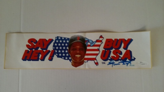 WILLIE MAYS SIGNED RARE 1970'S BUMPER STICKER