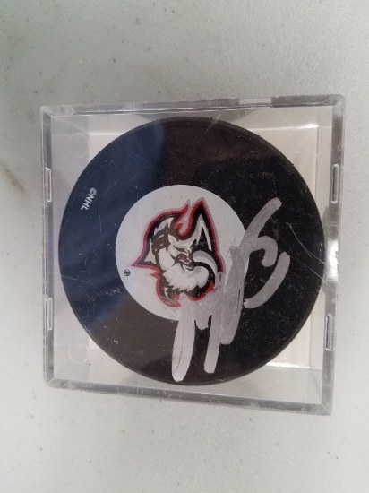 MIROSLAV SATAN SIGNED PUCK TOPPS COA