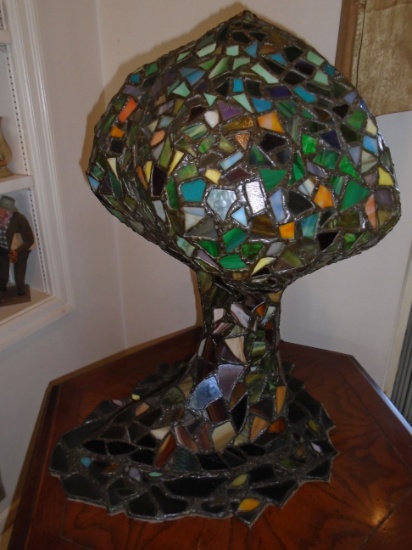 Tree Of Life Tiffany style lamp with stained glass in the form of a tree.