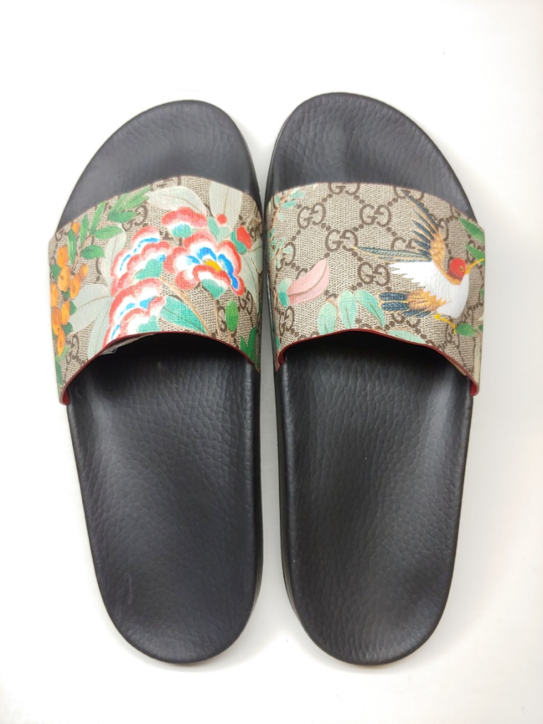 Mens Designer Gucci Black Tian Hummingbird Canvas Slides Sandals Size 8 |  Estate & Personal Property Personal Property | Online Auctions | Proxibid