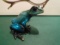 Gem-Blue Teal and black mottled frog Bronze Sculpture