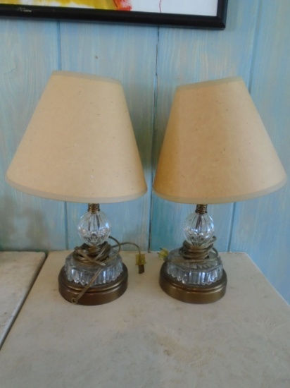 Pair of Glass table lamps with shades