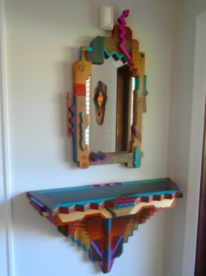 2 pc Mirror & Wall hung Console.