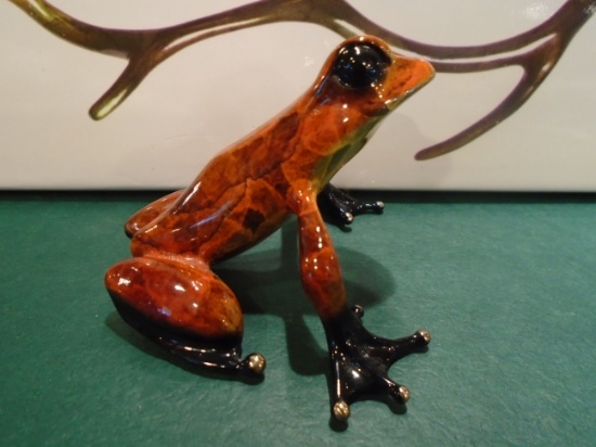 Pippin Rust/red and black frog Bronze Sculpture