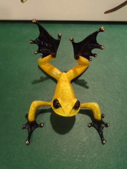 Sunbather Yellow and black frog Bronze Sculpture