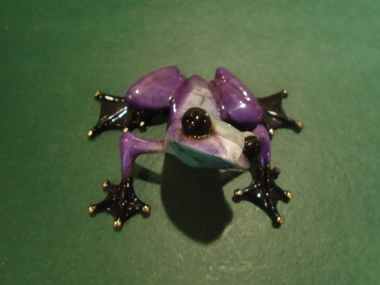 Violet Purple and gray frog Bronze Sculpture