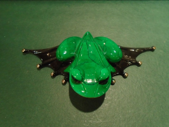 Puck Green with webbed feet frog Bronze Sculpture