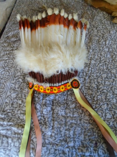 Indian Head Dress with feathers and beads