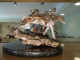 Unexpected Rescuer Two Indians on a horse Bronze Sculpture