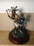 Stand Of The Sash Wearer / Crow Big Dog Soldier Indian holding a weapon Bronze Sculpture