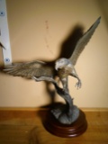 Winged Victory Eagle on a tree Fine Pewter Sculpture