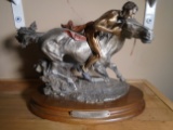 Attack Indian riding a horse Fine Pewter Sculpture