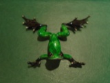 Forest Green and black frog Bronze Sculpture