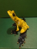 Whatâ€™s Up Yellow and black marbled frog Bronze Sculpture