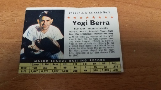 1961 POST CERAEL YOGI BERRA CARD VG+