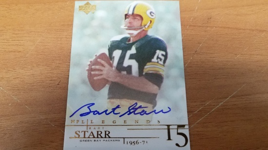 BART STARR UPPERDECK SIGNED CARD UD COA