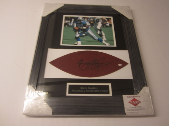 Barry Sanders Detroit Lions Signed Autographed Framed & Matted Football Panel Certified CoA