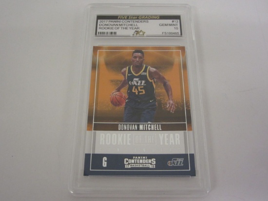 2017 Panini Contenders #12 Donovan Mitchell Utah Jazz ROY Basketball Rookie Card Graded Gem Mint 10