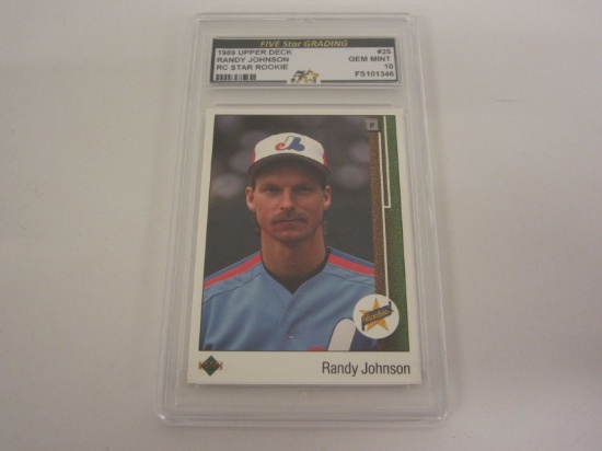 1989 Upper Deck #25 Randy Johnson Expos Rookie Baseball Card Graded Gem Mint 10