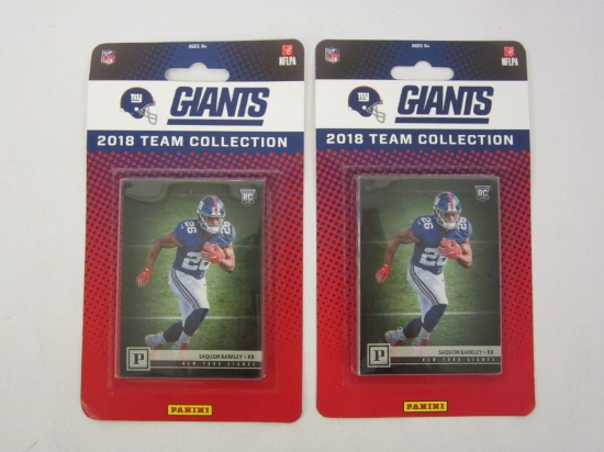 2 x Factory Sealed 2018 Panini NY Giants Football Trading Card Team Sets with Saquon Barkley Rookie