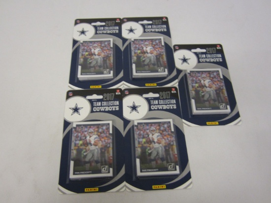5 x Factory Sealed 2017 Panini Donruss Dallas Cowboys Team Collection Football Trading Card Packs