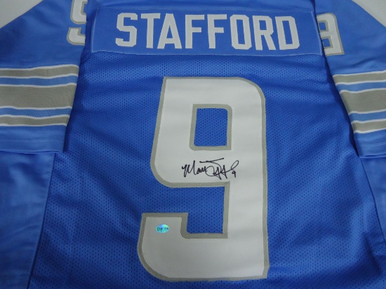 Matthew Stafford Dertoit Lions Signed autographed blue football jersey Certified COA 219