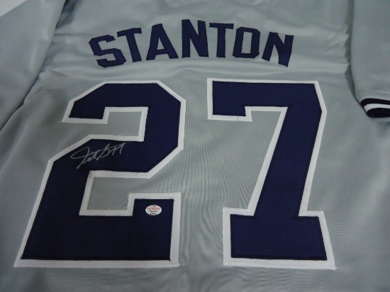 Giancarlo Stanton New York Yankees Signed autographed gray baseball jersey Certified COA 016