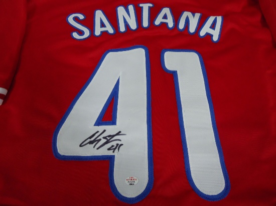 Carlos Santana Philadelphia Phillies Signed autographed red baseball jersey Certified COA 024