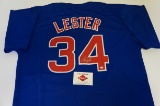 John Lester signed Chicago Cubs jersey.