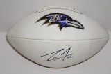 Ray Lewis signed Baltimore Ravens Logo football.