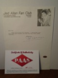 Jed Allan signed Fan Club letter.