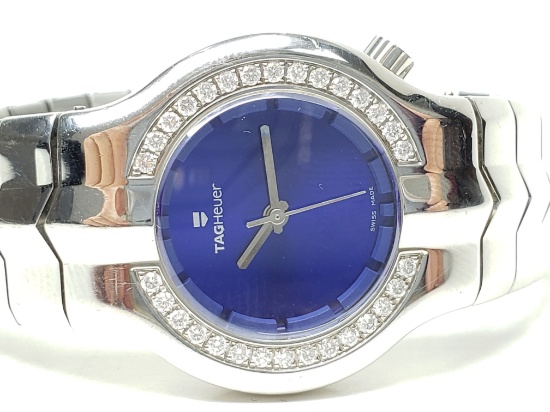 Womens Designer Tag Heuer St. Steel Alter Ego Diamond Bezel Watch Retail $3299.