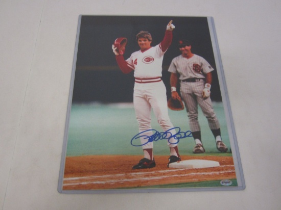 Pete Rose Cincinnati Reds Signed Autographed 11x14 Photo Certified CoA