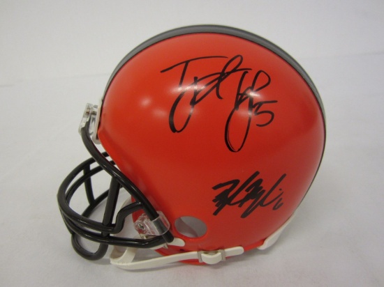 Tyrod Taylor & Baker Mayfield Cleveland Browns Signed Autographed Mini Helmet Certified CoA CAS