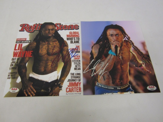 Lot of 2 x Lil Wayne Signed Autographed 8x10 Photos Certified CoA