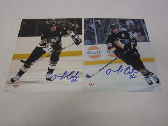 Lot of 2 x Mario Lemieux Pittsburgh Penguins Signed Autographed 8x10 Photos Certified CoA