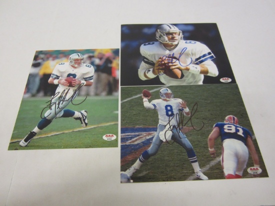 Lot of 3 x Troy Aikman Dallas Cowboys Signed Autographed 8x10 Photos Certified CoA
