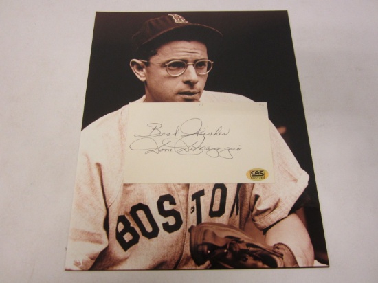 Dom DiMaggio Boston Red Sox Signed Autographed Index Card w/ Vintage 8x10 Photo Certified CoA
